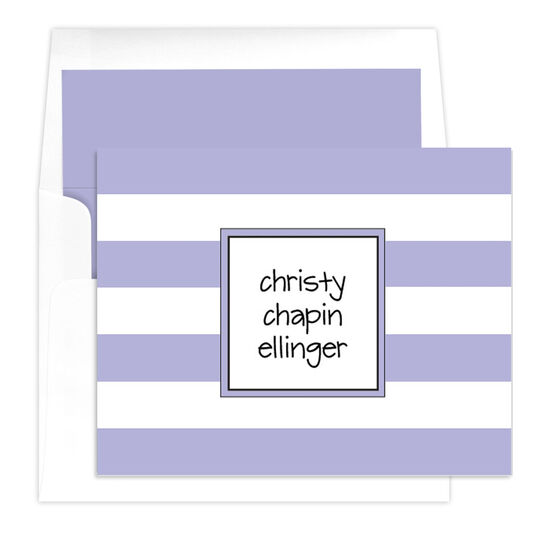 Lavender Stripe Folded Note Cards